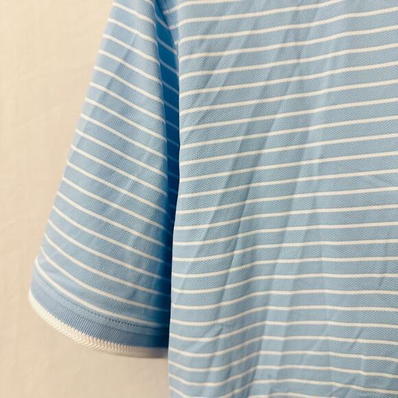 GFore Polo Shirt Men’s Medium Golf Blue White‎ Striped Logo G/Fore - Picture 11 of 11